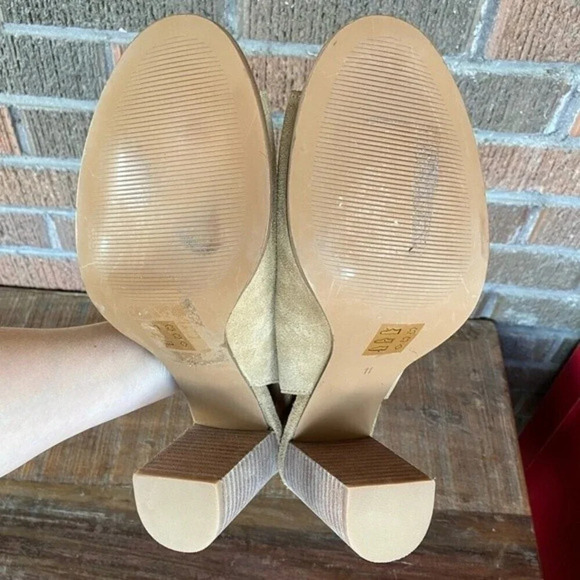 NEW, Madewell, The Cary Slingback Suede Sandal, Block Stacked Heel, Tan, Brown - Picture 9 of 12